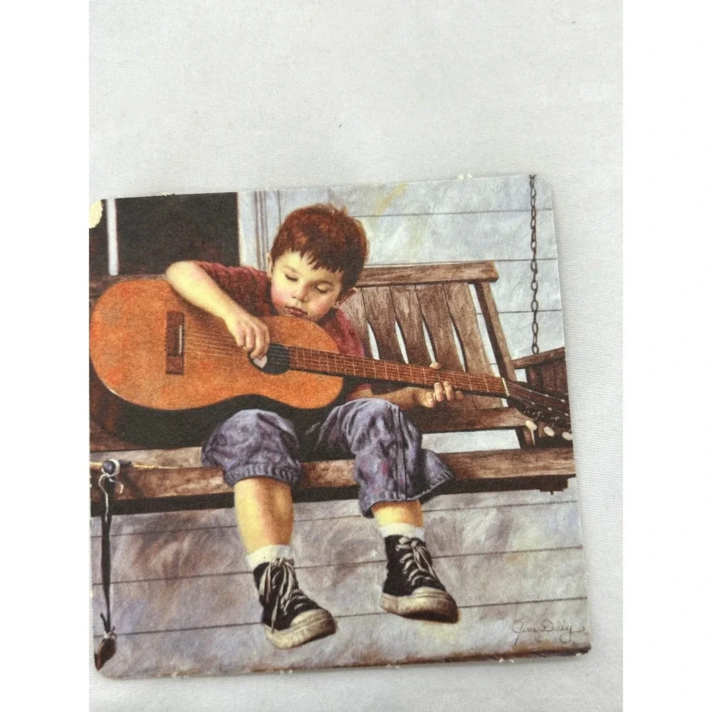 Jim Daly Americana Art Coasters Set of 7 Vintage Nostalgic Childhood Scenes